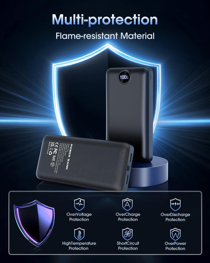 Power Bank Fast Charging 50000mAh 22.5W Portable Charger USB C Quick Charge with 3 Outputs & 2 Inputs LED Display Huge Capacity External Battery Pack for iPhone, Samsung, iPad etc