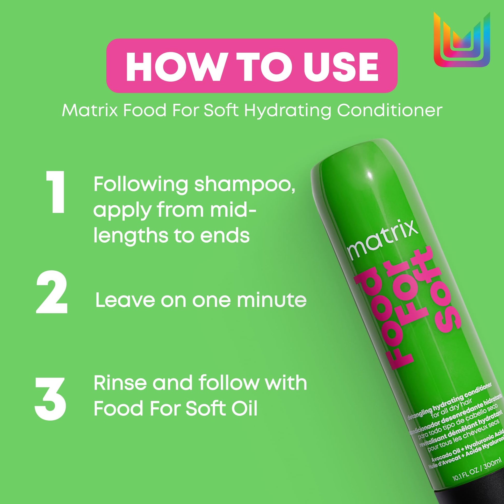 Matrix Detangling Hydrating Conditioner, Food For Soft Hydrating & Detangles Dry, Brittle Hair, Moisturizes, Softens, & Smooths,With Avocado Oil & Hyaluronic Acid,Suitable for Color Treated Hair - Available at All In One Marketplace Canada