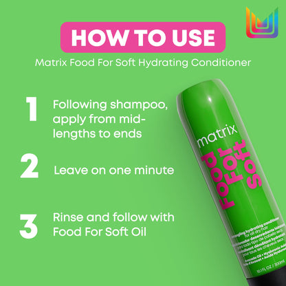 Matrix Detangling Hydrating Conditioner, Food For Soft Hydrating & Detangles Dry, Brittle Hair, Moisturizes, Softens, & Smooths,With Avocado Oil & Hyaluronic Acid,Suitable for Color Treated Hair - Available at All In One Marketplace Canada