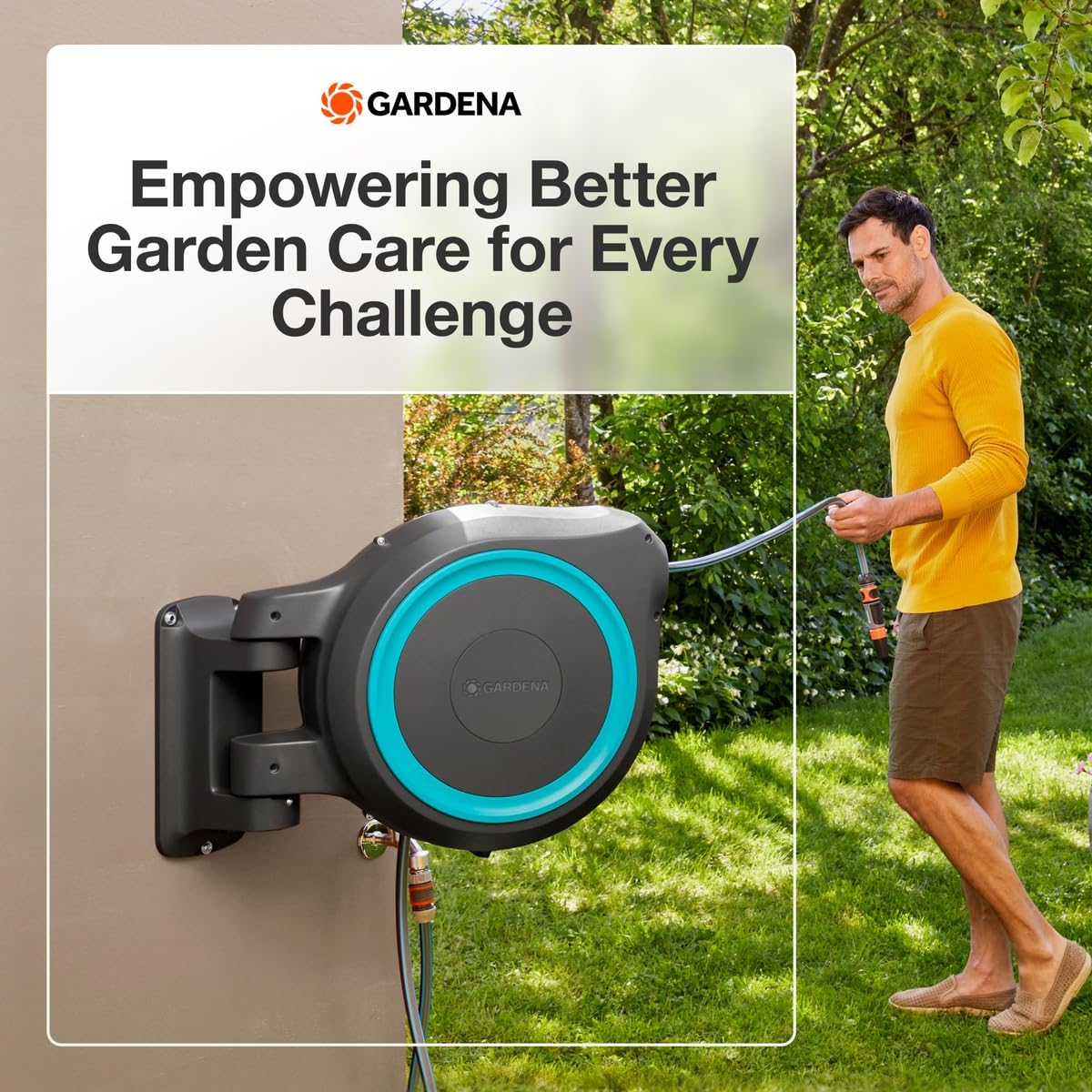 Gardena 18630-37.000.00 115 ft. Wall-Mounted Auto-Retractable Hose Reel, Frost-Proof, RollControl Technology for Safe and Slow retraction, 1/2" Hose, Made in Europe 🍁 All In One Marketplace Canada
