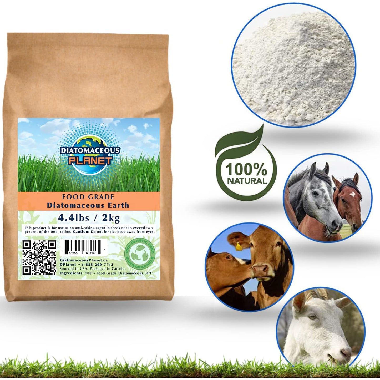 Diatomaceous Planet a Proudly Canadian Company, 2 KG / 4.4 LB All Natural, Organic Food Grade Powder, Enriched Fossil Powder by Diatomaceous Planet