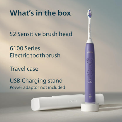 Philips Sonicare 6100 Rechargeable Electric Toothbrush, ` Brush Head, Plum Philips Sonicare