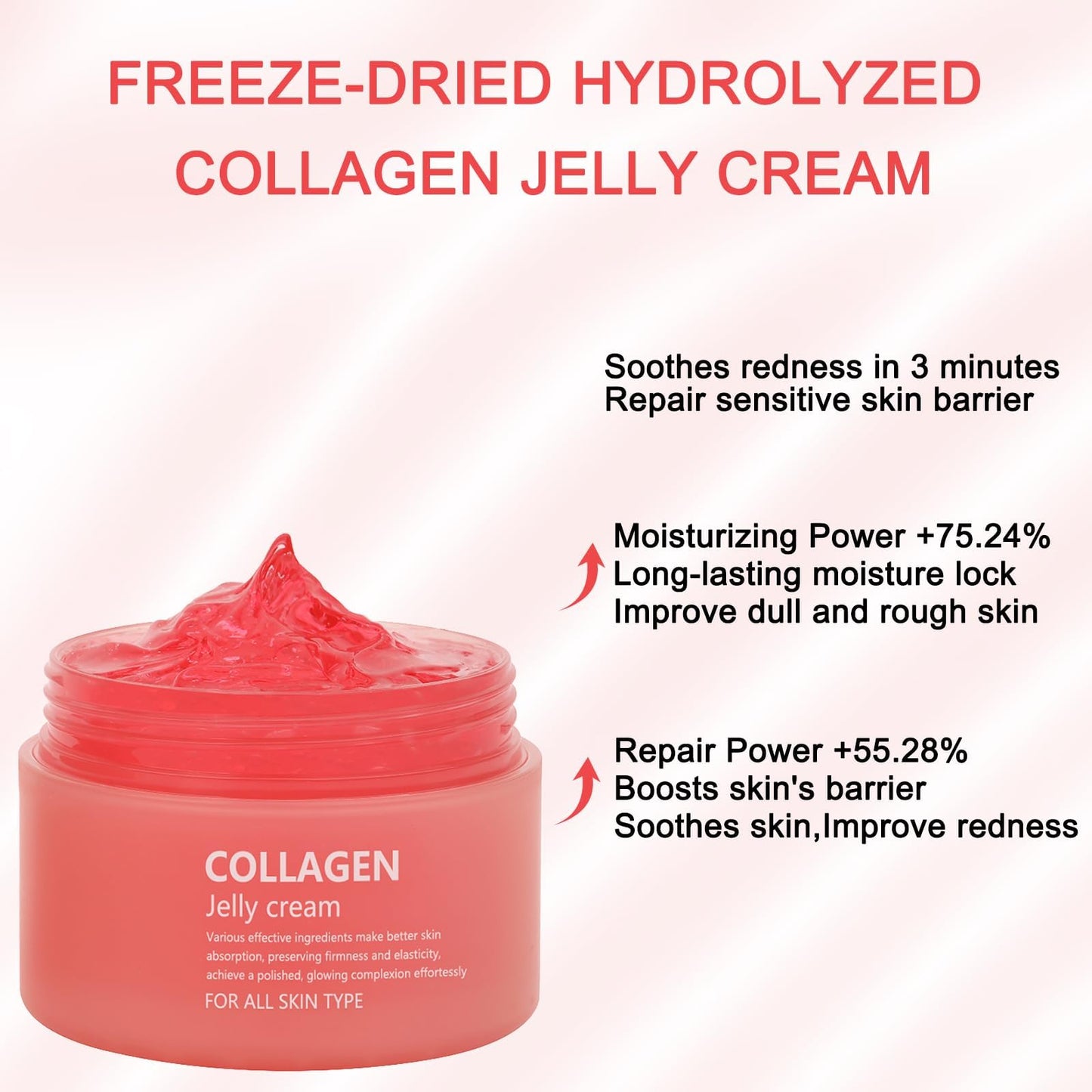 Collagen Jelly Cream - Contains Niacinamide & Freeze Dried Hydrolyzed Collagen -Elasticity & Hydration - Reduce Fine Lines & Dullness - Korean Glass-Shiny Skin Suitable for All Skin Types (3.38 Fl.Oz) - Available at All In One Marketplace Canada