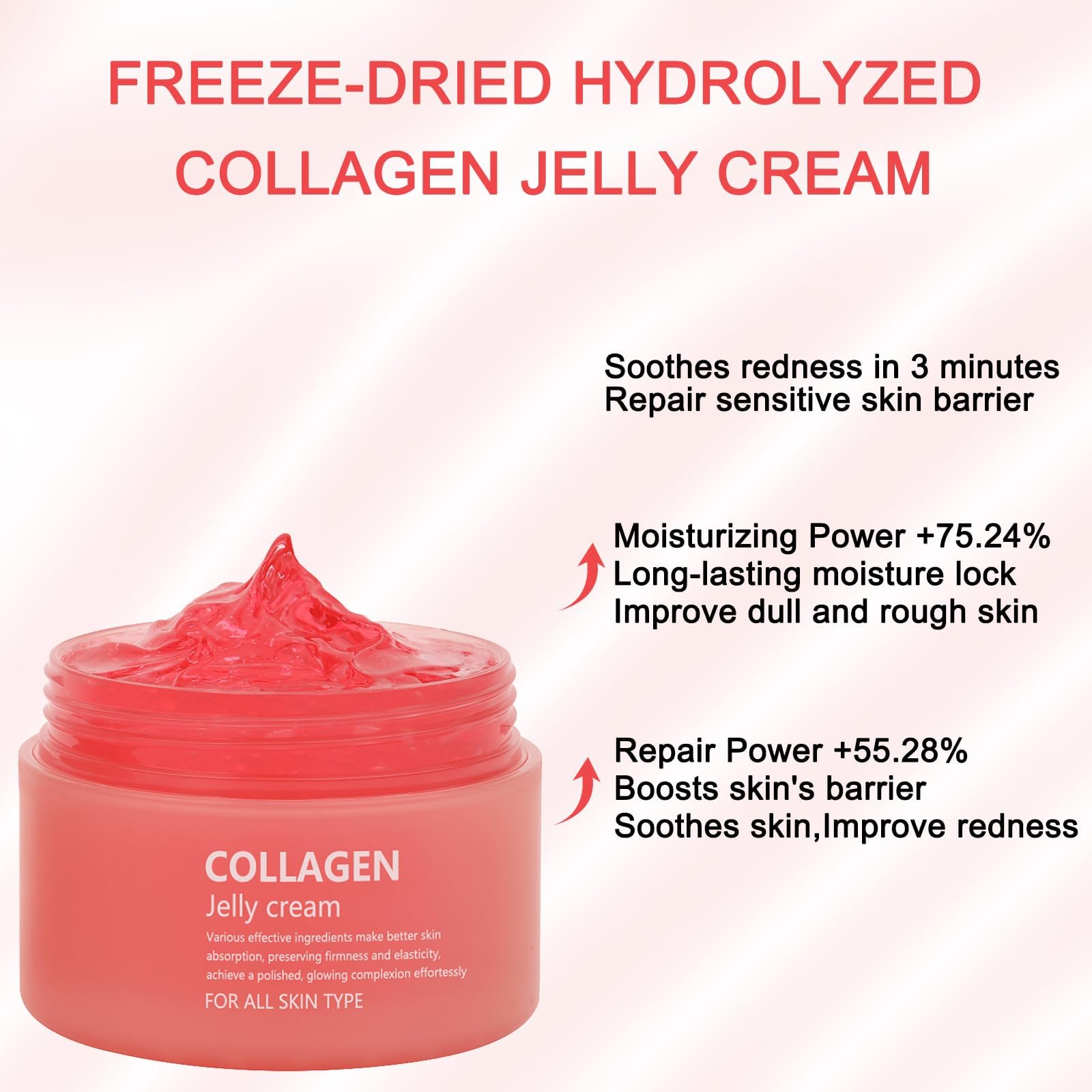 Collagen Jelly Cream - Contains Niacinamide & Freeze Dried Hydrolyzed Collagen -Elasticity & Hydration - Reduce Fine Lines & Dullness - Korean Glass-Shiny Skin Suitable for All Skin Types (3.38 Fl.Oz) - Available at All In One Marketplace Canada