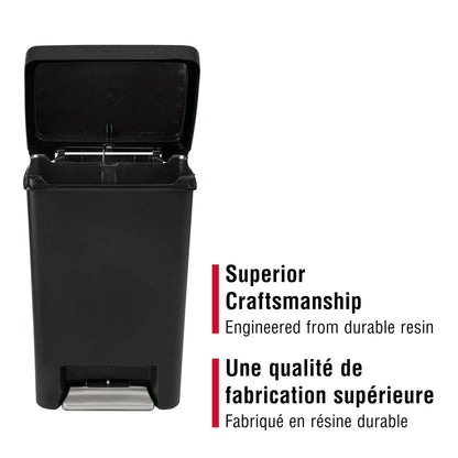 Rubbermaid 13 Gallon Step-On Kitchen Trash Can with Lid, Garbage Can, Black Trash Container