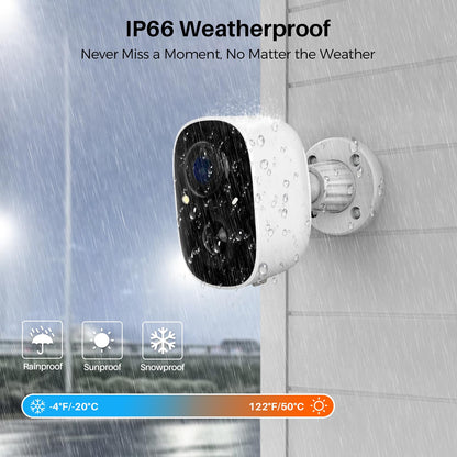 MaxiViz Wireless Camera Outdoor, Battery Powered Security Camera with 2K Color Night Vision, Outside Cameras with AI Motion Detection, 2-Way Talk, IP66 Weatherproof, SD/Cloud Storage, 2 Packs