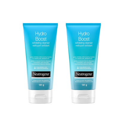 Neutrogena Hydro Boost Exfoliating Face Scrub - Hyaluronic Acid and Aha - Gel Cream Face Cleanser - Non-comedogenic - Blue, Pack of 2 (2x141ml) - Available at All In One Marketplace Canada