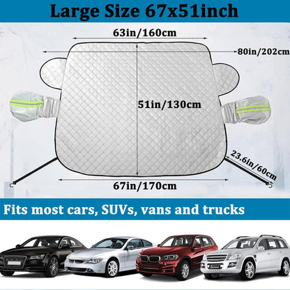 Car Windshield Snow Cover for Ice and Snow 80 * 51 inch Large Winter Frost Guard Thickness Ice Snow Protector Covers with Side Mirrors Covers Waterproof Windproof Dust Cover in All Weather XL 🍁 All In One Marketplace Canada
