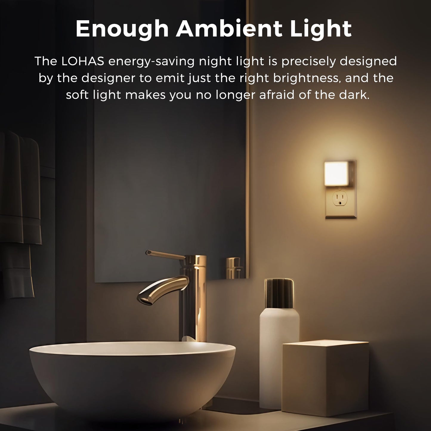 Night Lights Plug into Wall 2 Pack, L LOHAS LED Night Light with Dusk to Dawn Sensor, 3000K Soft White Nightlight, Non-Dim