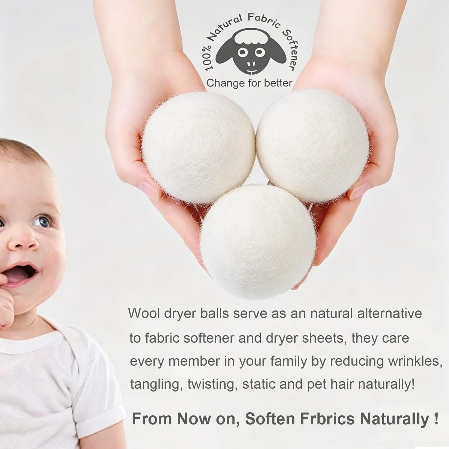 Budieggs Wool Dryer Balls Organic XL 6-Pack, 100% New Zealand Wool Chemical Free Fabric Softener for 1000+ Loads, Baby Safe & Hypoallergenic, Fabrics Soft and Fluffy Naturally - Available at All In One Marketplace Canada