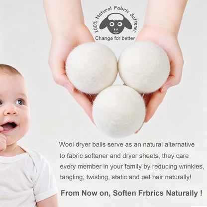 Budieggs Wool Dryer Balls Organic XL 6-Pack, 100% New Zealand Wool Chemical Free Fabric Softener for 1000+ Loads, Baby Safe & Hypoallergenic, Fabrics Soft and Fluffy Naturally - Available at All In One Marketplace Canada