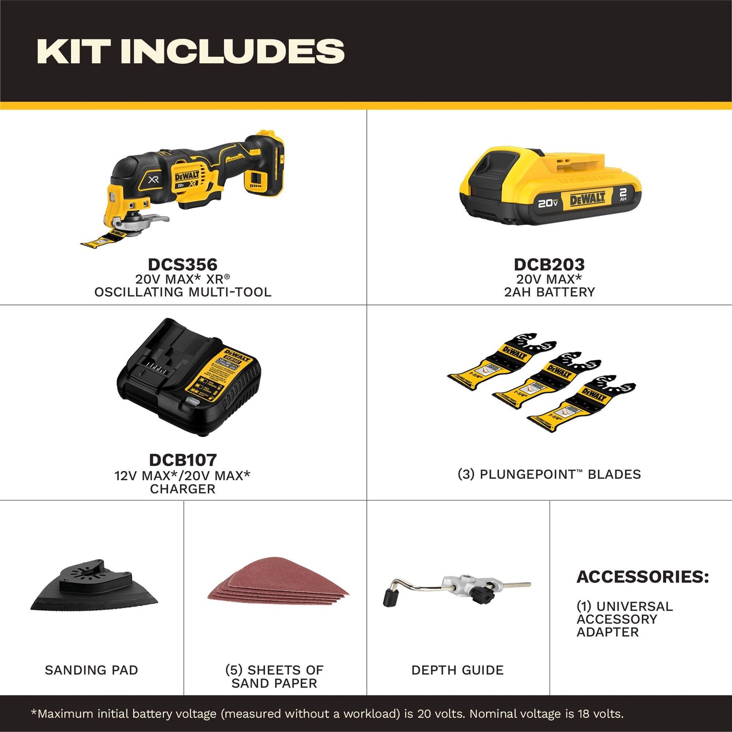 DEWALT 20V MAX XR Oscillating Multi-Tool Kit, Variable Speed (DCS356D1) DEWALT