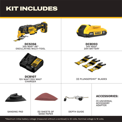 DEWALT 20V MAX XR Oscillating Multi-Tool Kit, Variable Speed (DCS356D1) DEWALT