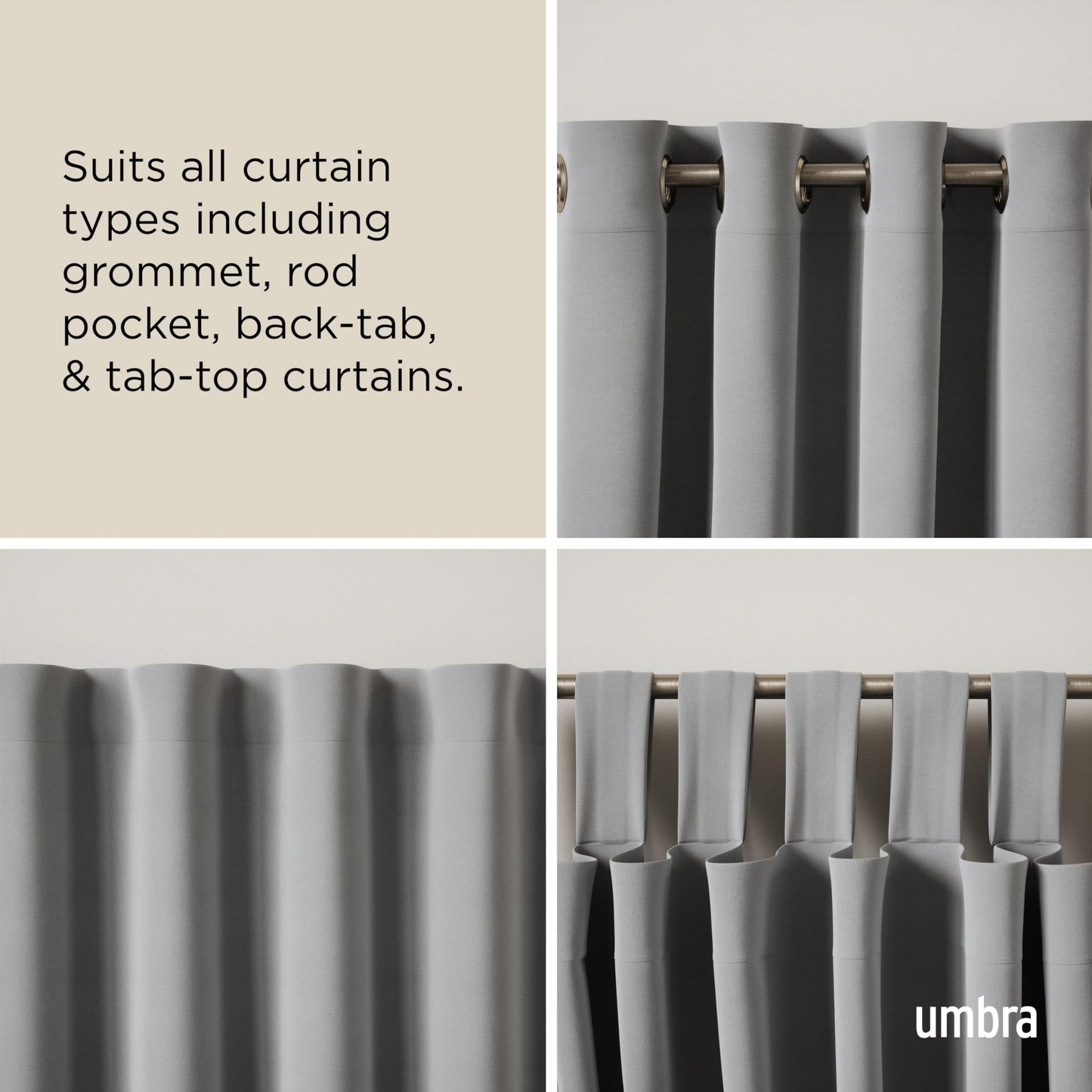 Umbra Twilight Double Curtain Rod Set – Wrap Around Design Ideal for Blackout or Room Darkening Panels, 30 to 84 Inches, Nickel Umbra