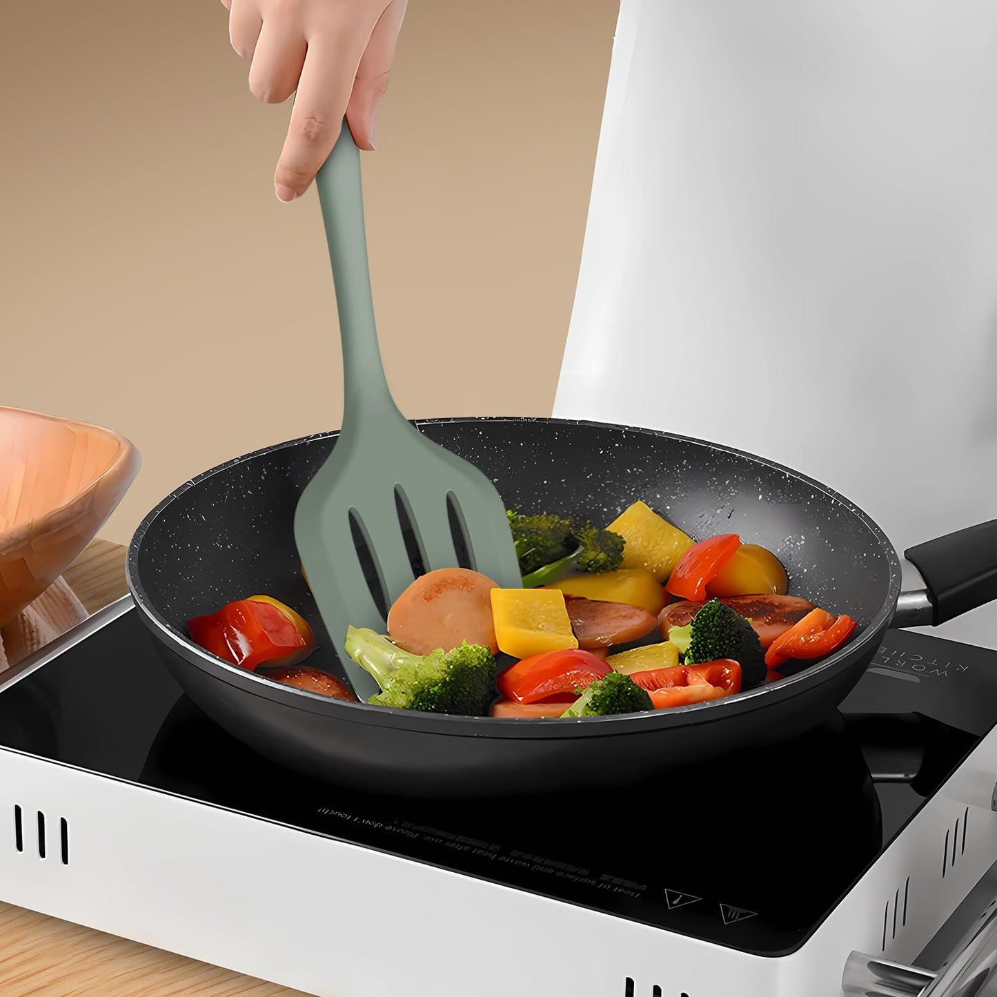 Silicone Cooking Utensils Set - 446°F Heat Resistant Silicone Kitchen Utensils,Spatula,Spoon, All Clad Kitchen Utensil Sets Gadgets Tools for Nonstick Cookware,Dishwasher Safe BPA Free (Multicolor)