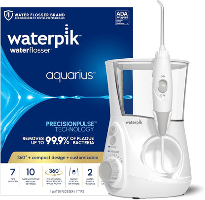 Waterpik Aquarius Water Flosser For Teeth Cleaning, Gums, Braces, Dental Care, Electric Power With 10 Settings, 7 Tips For Multiple Users & Needs, CDA Validated, White WP-660, Packaging May Vary - Available at All In One Marketplace Canada