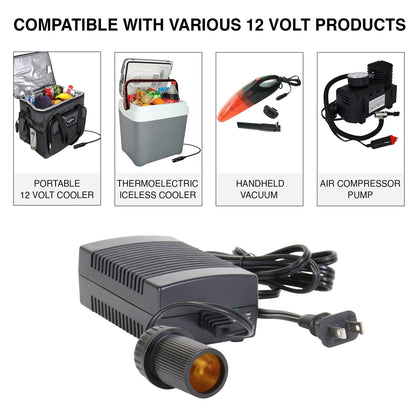 Koolatron Power Adapter - 12V 5A Converter for Car Fridge, Portable Devices, Vehicle Supplies, Replacement Cable, Extender Charger, Wall Outlet, Transformer for Cooler, 110V AC to 12V DC Koolatron