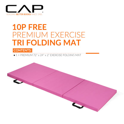CAP Barbell Folding Exercise Mat – Durable, Anti-Tear, Thick Padding for Fitness, Aerobics, Gymnastics & Home Workouts. 72"L x 24"W x 2"Thick. PINK 🍁 All In One Marketplace Canada