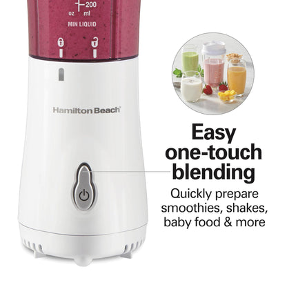 Hamilton Beach Personal Blender for Smoothies & Protein Shakes, Portable Single Serve Blender with 2 Travel Jars & Lids, 14 oz BPA-Free Cups, Stainless Steel Blades, 300W, White, 51102G 🍁 All In One Marketplace Canada