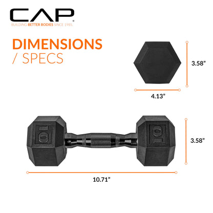 CAP Barbell 10 LB Coated Hex Dumbbell Weight Pair with Black Handle