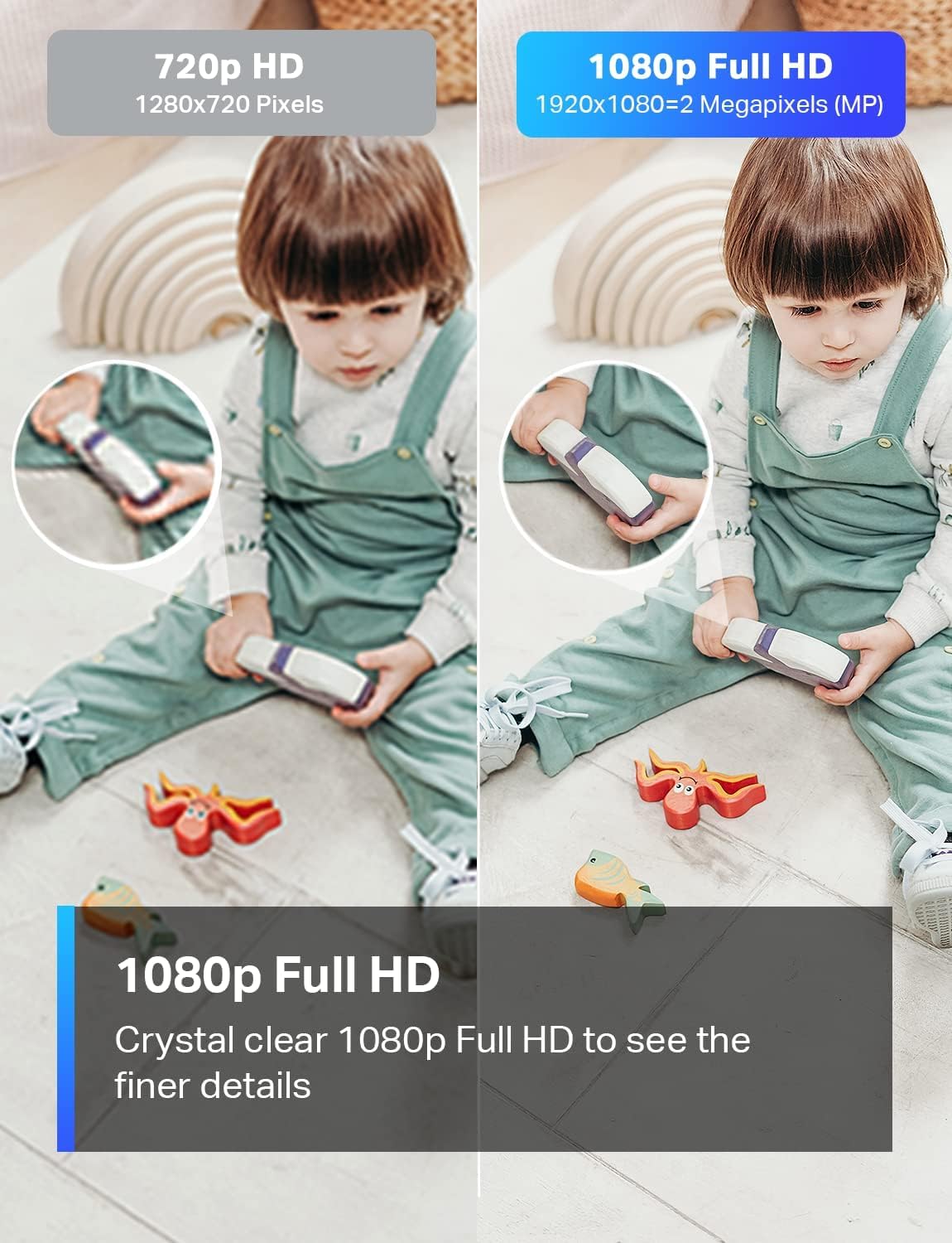 Tapo Smart Home Security WiFi Camera for Baby/Pet, 2.4GHz Wi-Fi Connection Required, 1080p (Full HD), Up to 30 ft Night Vision, Up to 128 GB microSD Card Slot, Works w/Alexa and Google (Tapo C100)