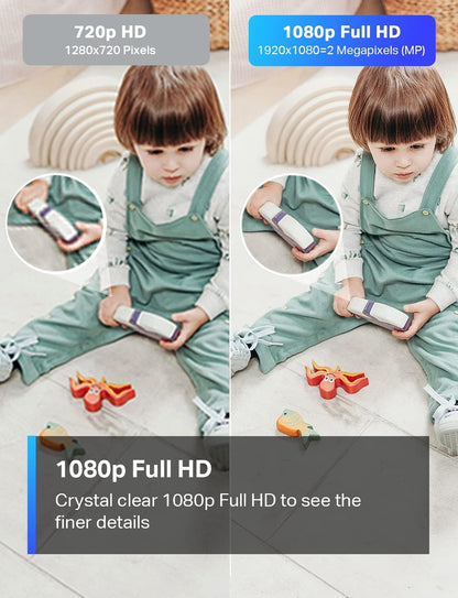 Tapo Smart Home Security WiFi Camera for Baby/Pet, 2.4GHz Wi-Fi Connection Required, 1080p (Full HD), Up to 30 ft Night Vision, Up to 128 GB microSD Card Slot, Works w/Alexa and Google (Tapo C100)