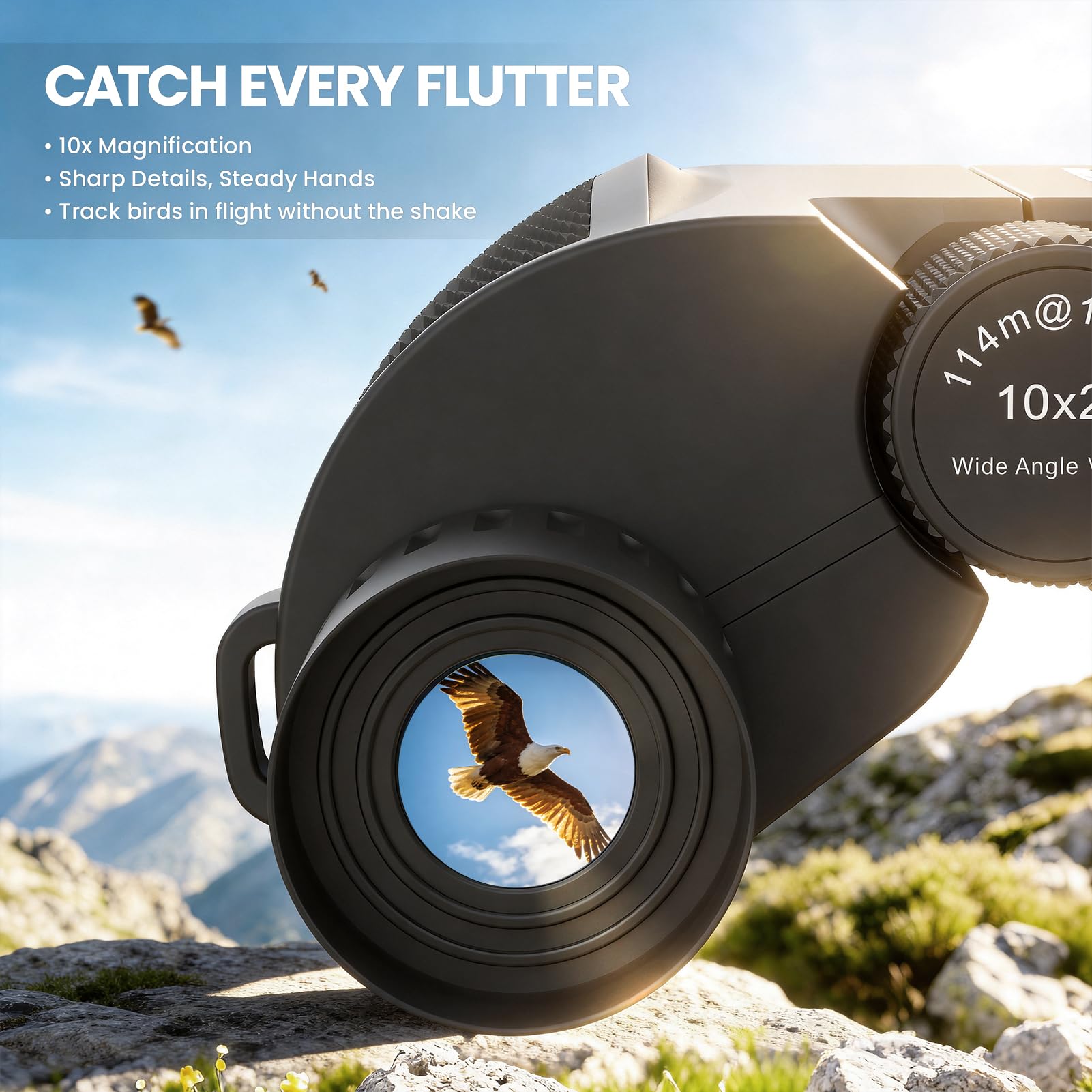Aurosports 10x25 Binoculars for Adults Kids, Bright View Compact Binoculars with Weak Light Vision, Easy Focus Small Binoculars for Bird Watching Outdoor Sports Games Travel Hunting Hiking