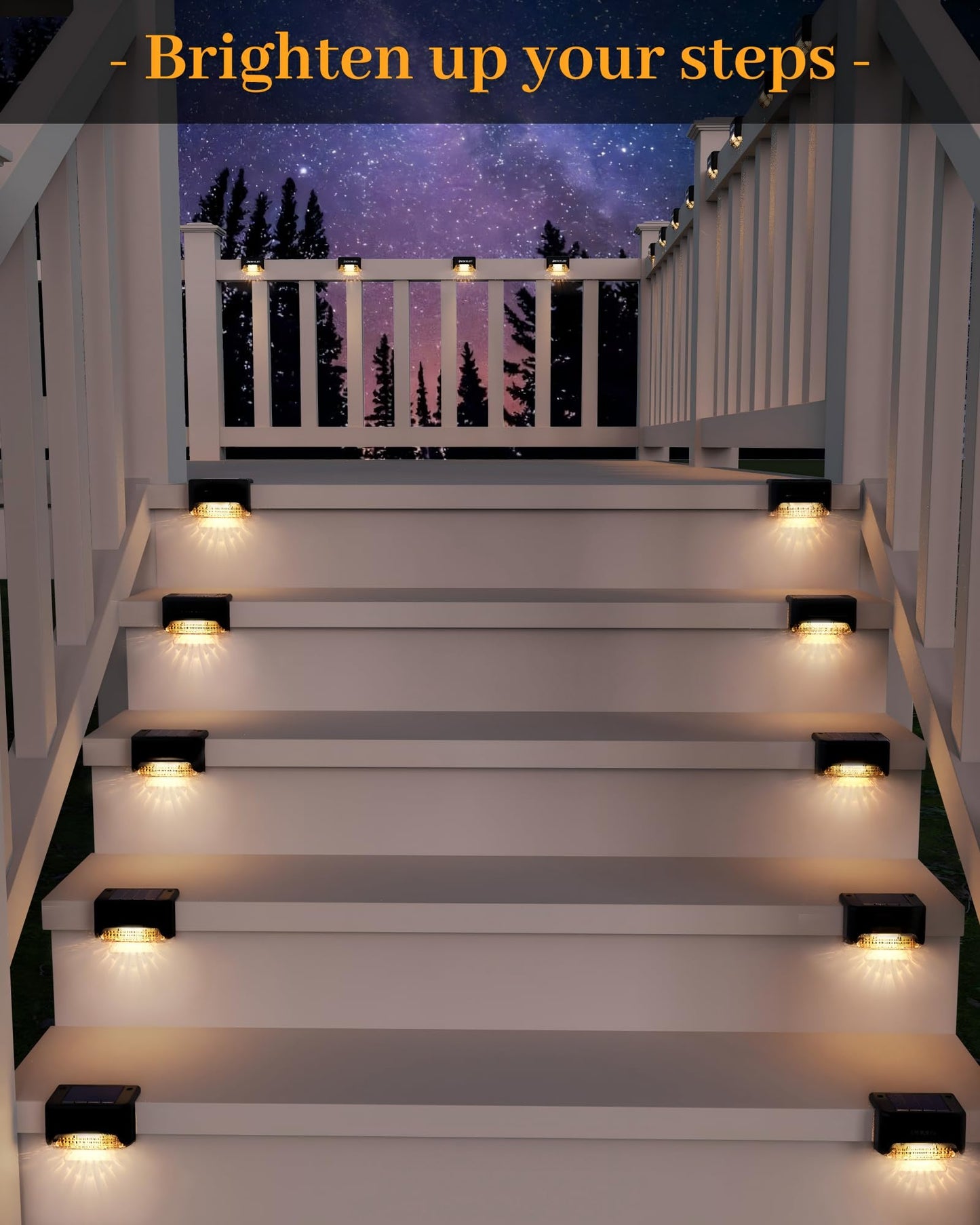 CANASUN Solar Deck Lights 16 Pack Solar Fence Light Solar Powered Outdoor Step Light IP65 Waterproof LED Pathway Light for Deck Fence Railing Garden Patio StairYard (Warm Light) - Available at All In One Marketplace Canada