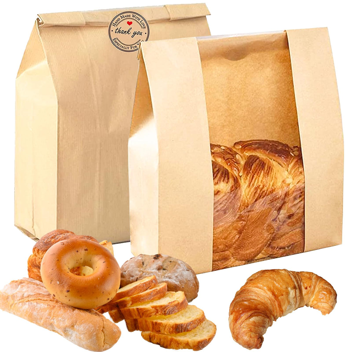 Paper Bread Bags for Homemade Bread for Gifting, Storage, Packaging, 50 Pcs 🍁 All In One Marketplace Canada