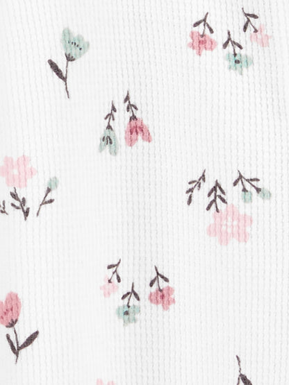 Simple Joys by Carter's Girls' Baby 2-Pack 2-Way Zip Thermal Footed Sleep and Play, Ivory, Floral/Elephants, 0-3 Months Simple Joys by Carter's