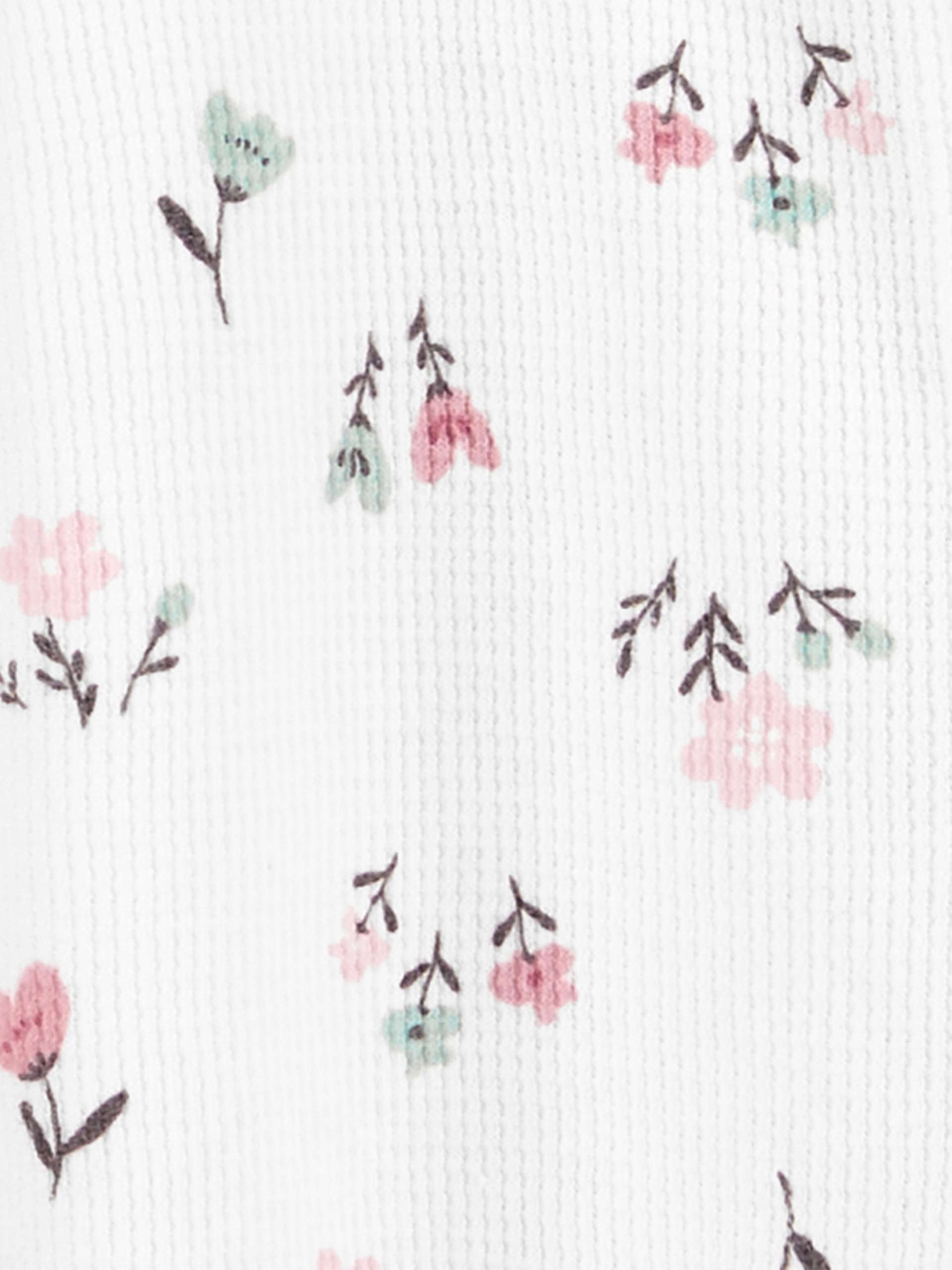 Simple Joys by Carter's Girls' Baby 2-Pack 2-Way Zip Thermal Footed Sleep and Play, Ivory, Floral/Elephants, 3-6 Months Simple Joys by Carter's