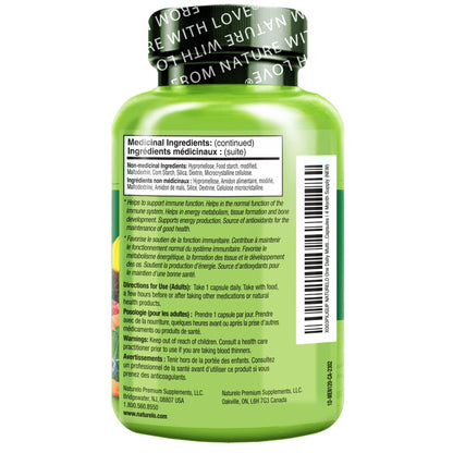 NATURELO Mens Multivitamins - One Daily Multivitamin for Men with Vitamins, Minerals & Organic Whole Foods, Boost Energy & Health, Non-GMO, 120 Vegetarian Capsules - Available at All In One Marketplace Canada