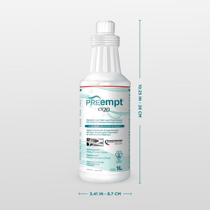 PREempt CS20 Sterilant and High-Level Disinfectant for Medical Devices and instruments, 1 Liter PREempt