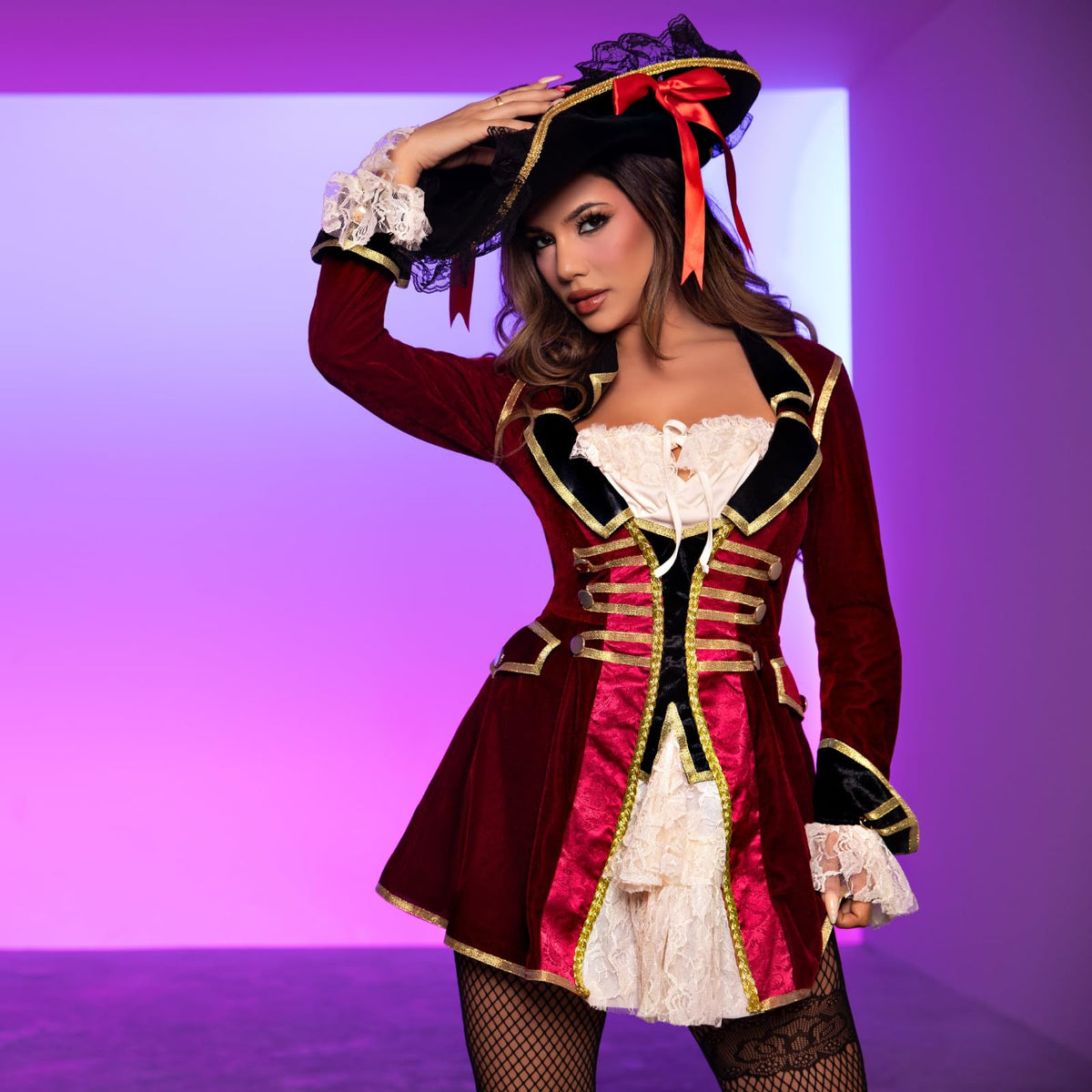 Leg Avenue womens Captivating Captain Halloween Pirate Costume, Multicolor, 2X