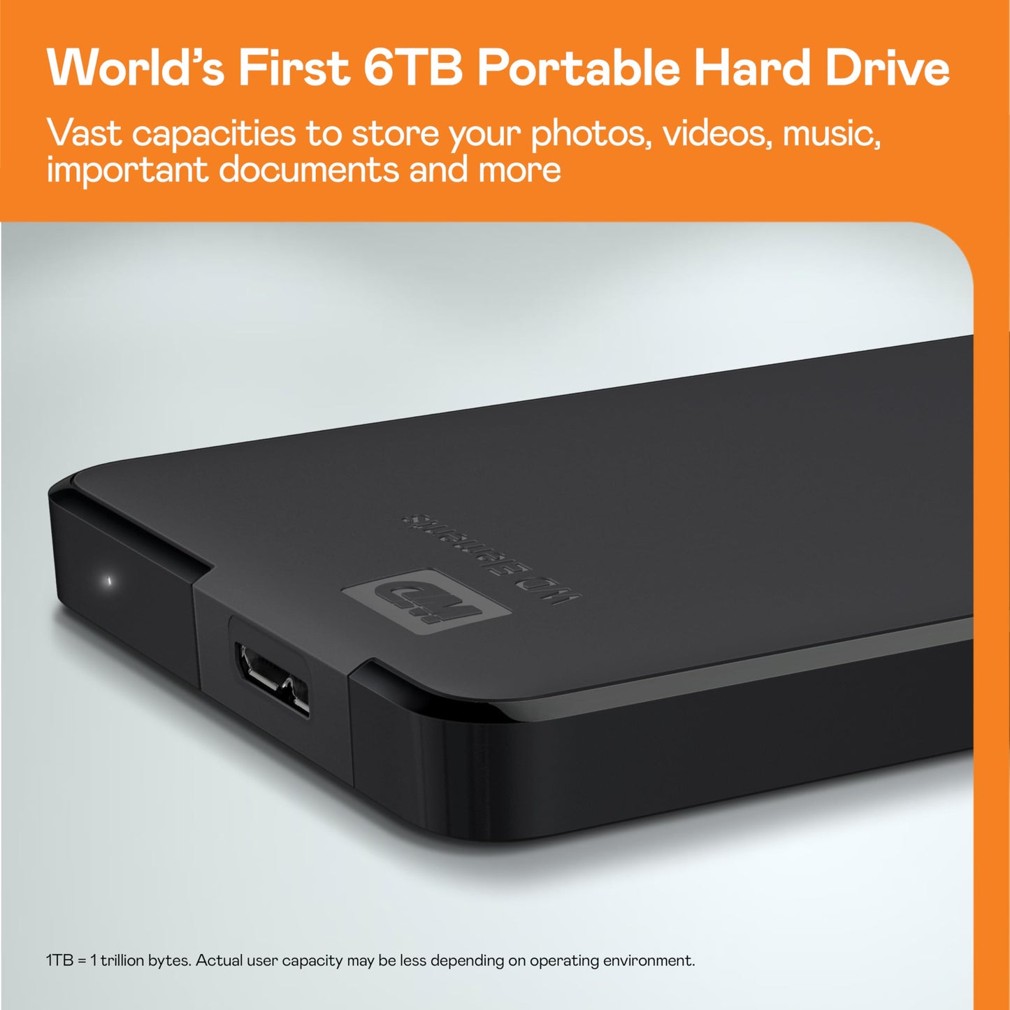 Western Digital 5TB Elements Portable External Hard Drive, USB 3.0 - Western DigitalBU6Y0050BBK-WESN,Black