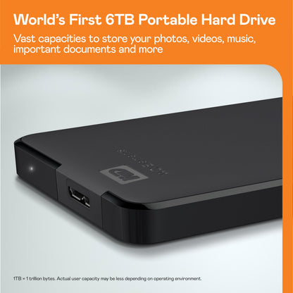 Western Digital 5TB Elements Portable External Hard Drive, USB 3.0 - Western DigitalBU6Y0050BBK-WESN,Black