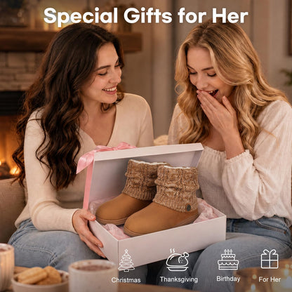 FamilyFairy Women's Bootie Slippers Warm Winter Boots Camel, 7-8 🍁 All In One Marketplace Canada