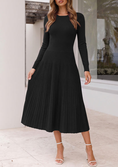 PRETTYGARDEN Women's Long Sleeve Knit Maxi Sweater Dress(Black,M) 🍁 All In One Marketplace Canada