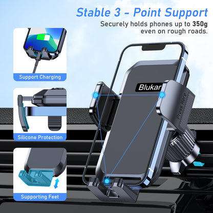 Blukar Phone Holder Car, Air Vent Car Phone Mount with Upgraded Ultra Stable Hook Clip, 360° Rotation, One Button Release Cellphone Holder for iPhone, Google, Galaxy and All Mobile Phones - Available at All In One Marketplace Canada