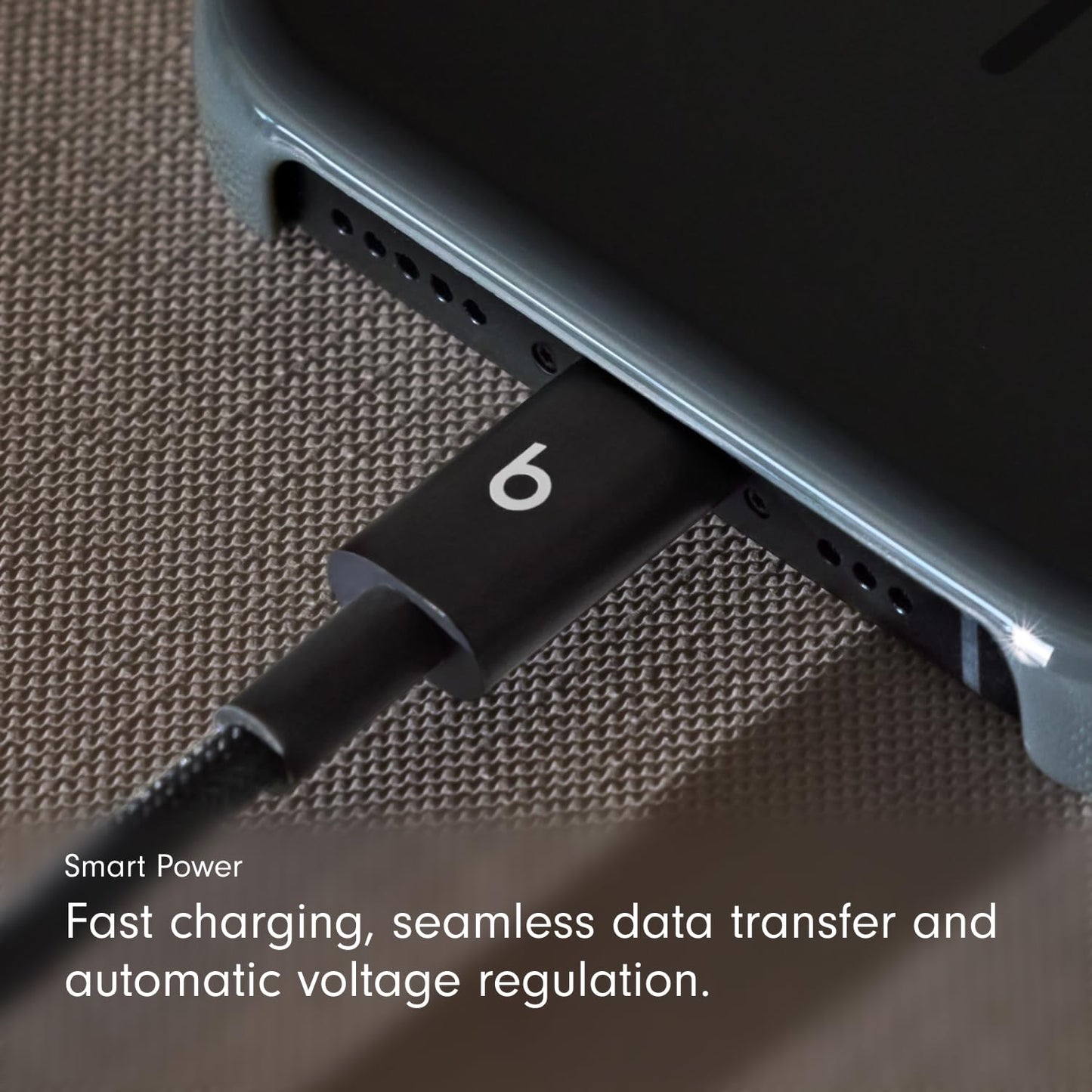 Beats USB-C to USB-C Woven Cable Fast Charging Durable/Tangle-Free Compatible Charger for Apple & Android Devices (1.5 m) - Bolt Black