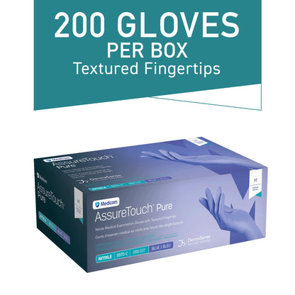 Medicom AssureTouch Pure Nitrile Medical Exam Gloves, Medium 3-Mil 200 Count, Disposable Latex Free Gloves, Powder Free
