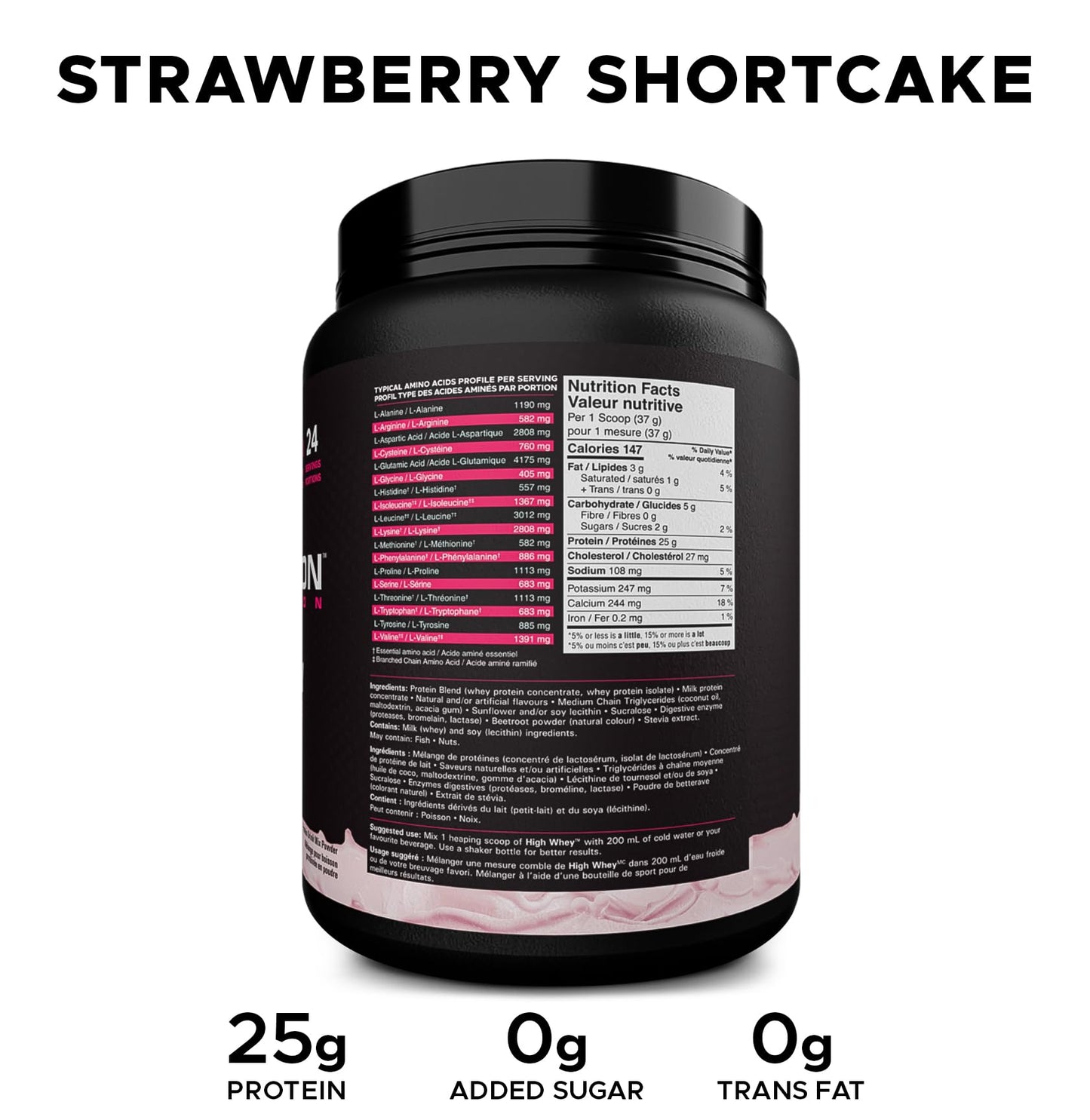 Revolution Nutrition High Whey Protein Powder - Strawberry Shortcake, 2 LB (908g)