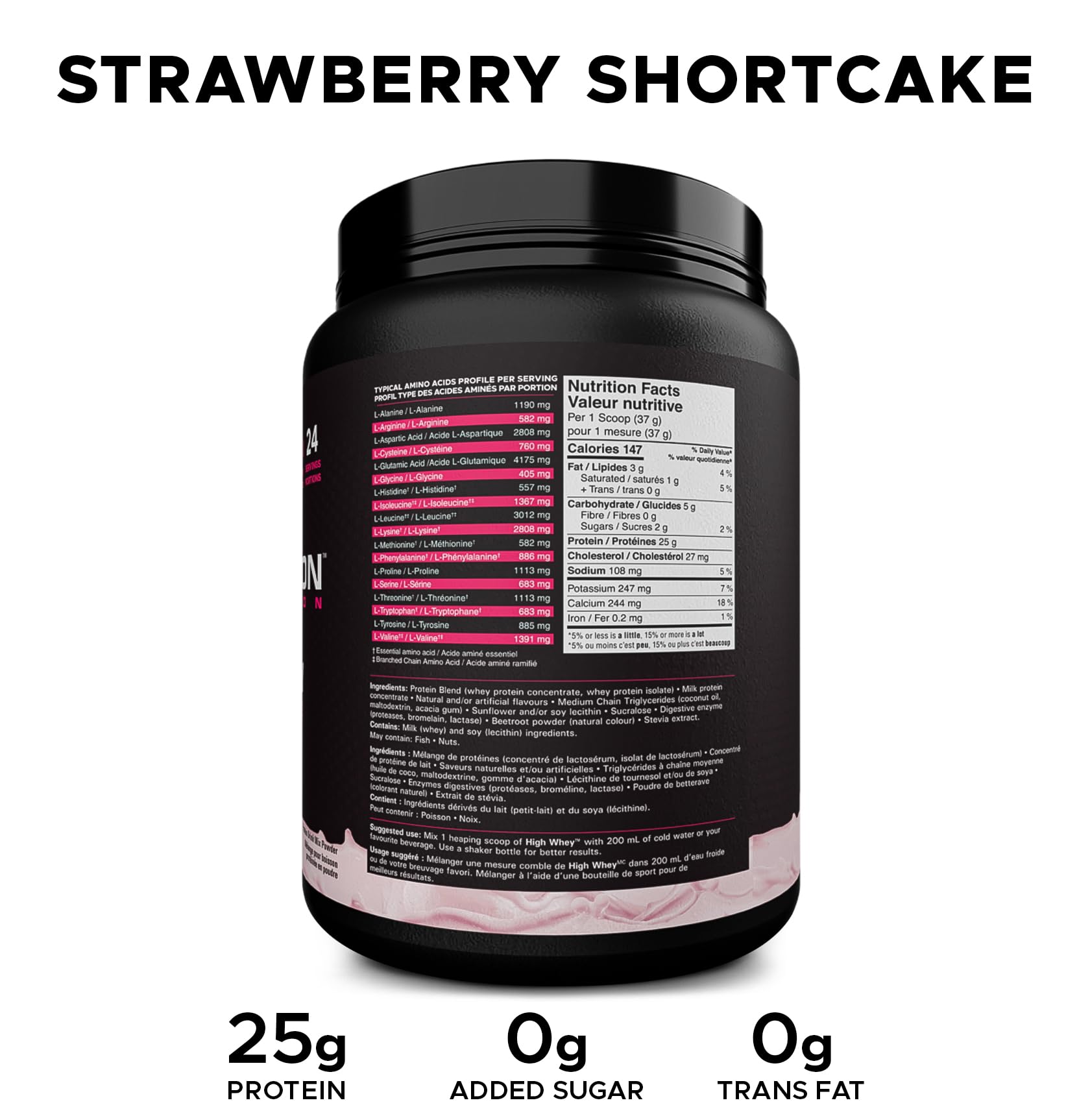 Revolution Nutrition High Whey Protein Powder - Strawberry Shortcake, 2 LB (908g)