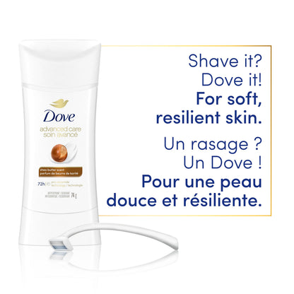 Dove Advanced Care Antiperspirant Stick for women Shea Butter for 48-Hour Protection, Cruelty-Free Women's Antiperspirant, 74g (Pack of 3) - Available at All In One Marketplace Canada