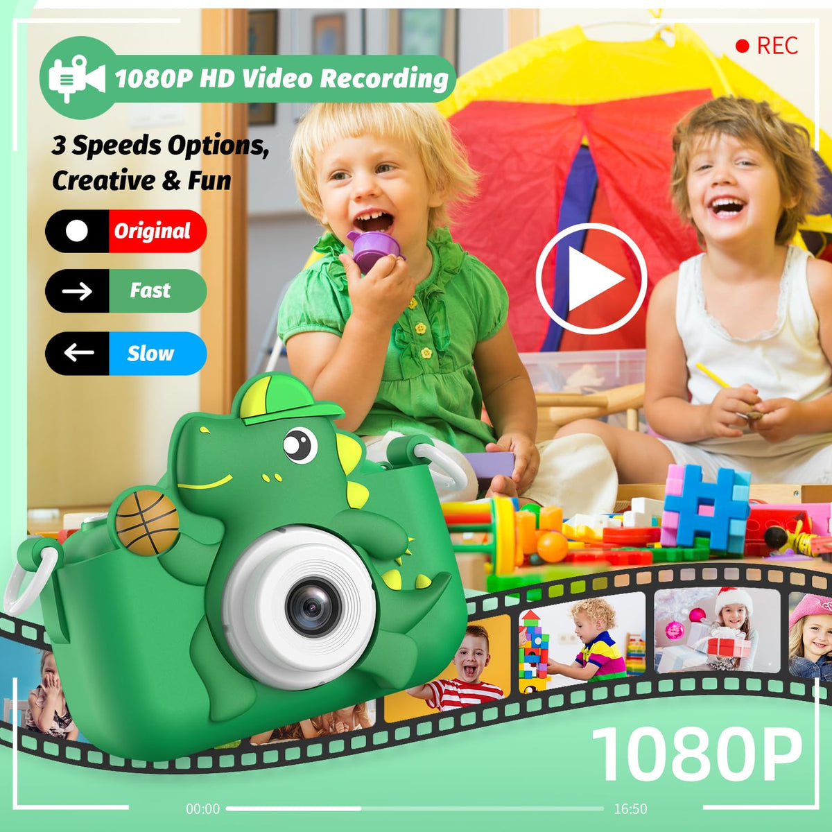 Kids Camera Toy, masterbee Dinosaur Toys Camera for Kid Age 3-12, Christmas/Birthday Gifts for Boys and Girls, 1080P HD Kids Digital Camera, Children Camera Gift for 3 4 5 6 7 8 9 10 11 12 Year Old 🍁 All In One Marketplace Canada