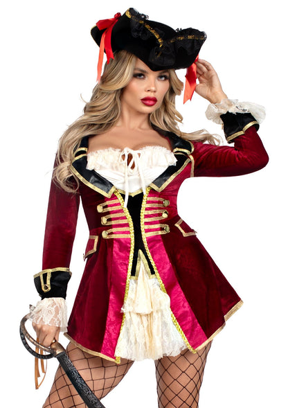 Déguisement de pirate pour femme Captivating Captain de Leg Avenue, multicolore, taille M