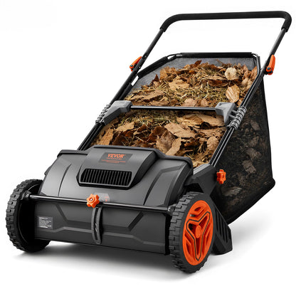 VEVOR Push Lawn Sweeper, 21-inch Leaf & Grass Collector, Strong Wheels & Heavy Duty Thickened Steel Durable to Use with Large Capacity 3.5 cu. ft. Mesh Collection Hopper Bag, 2 Spinning Brushes VEVOR