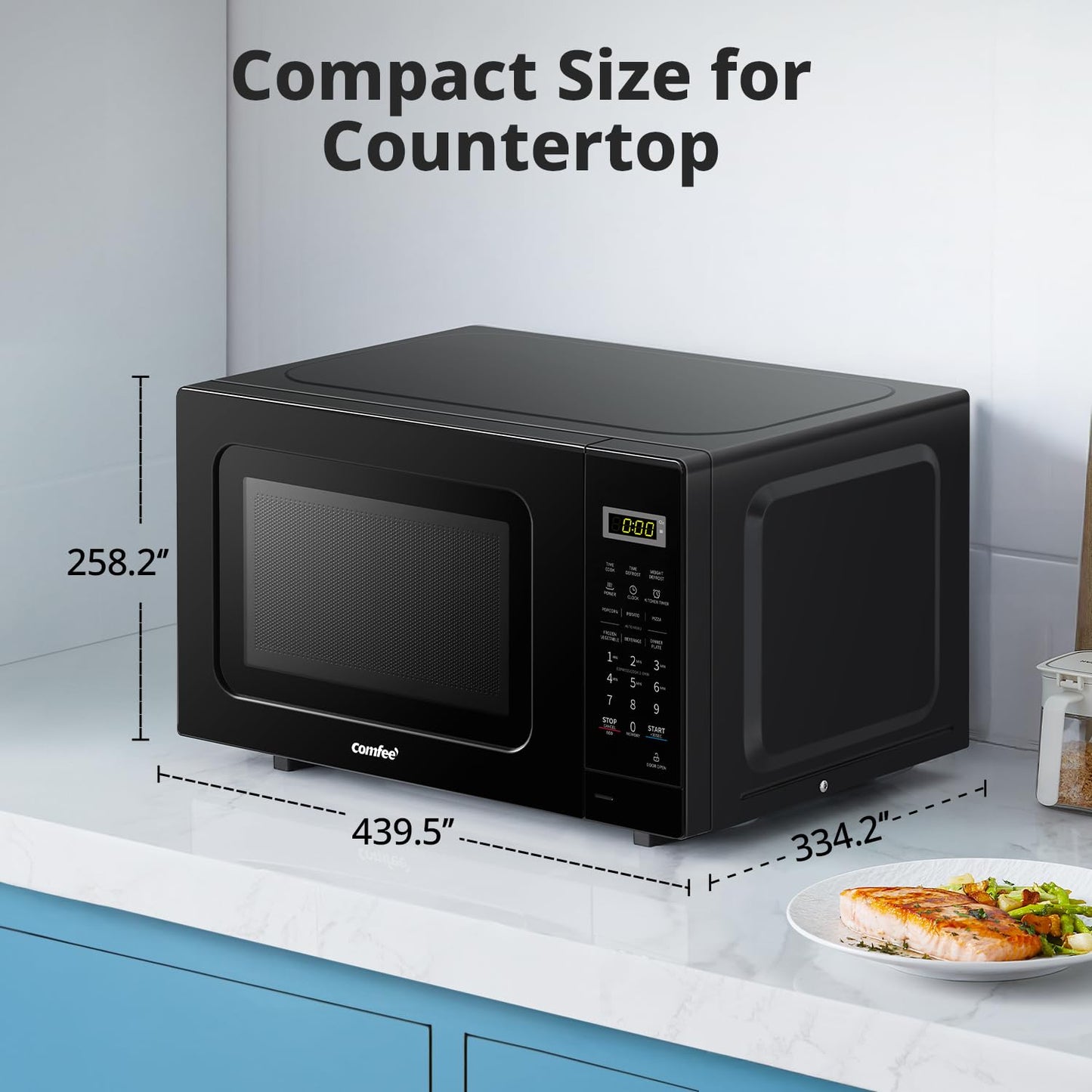 COMFEE' CM-M201K(BK) Countertop Microwave Oven with Express Cook, 6 Preset Menus and Kitchen Timer, 20L, 700W, Black COMFEE'