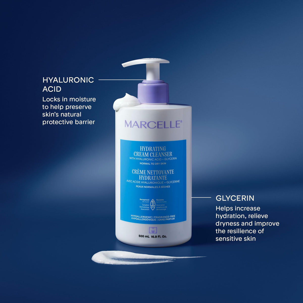 Marcelle Hydrating Cream Cleanser, Normal to Dry Skin, 500 mL