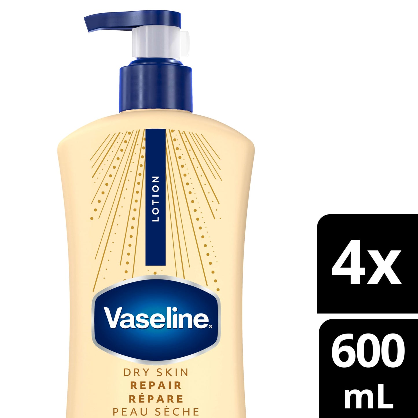 Vaseline Dry Skin Repair Lotion Ultra-Hydrating 72H Moisture, 600mL, 4-Pack Vaseline